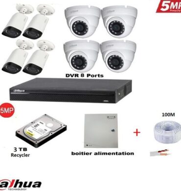 Dahua Kit surveillance dvr 8Camera+disque dur+cable+armoir