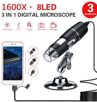 Loupe d'endoscope 8LED microscope numérique 1600X
