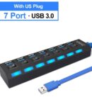 Repartiteur USB 3.0 à 7 ports avec interrupteurs LED