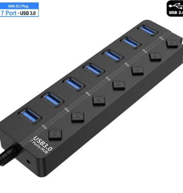 USB 3.0 à 7 ports hub avec interrupteurs LED