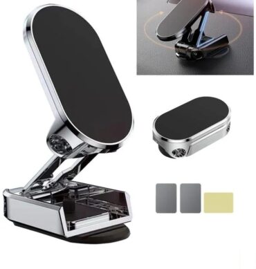 support magnetique robuste telephone portable voiture rotation 360degrés pliable