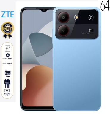 Zte Smartphone 4G 6.6" Blade A54-13MP-64GB-Ram 8GB-Empreinte-bleu