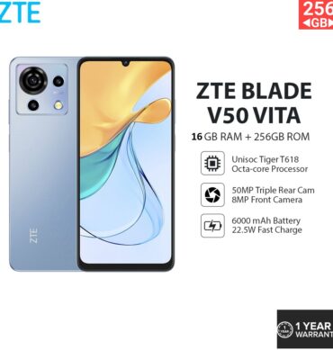 Zte Smartphone 4G 6.75" Gsm-Dual Sim-50MP-256GB-Ram 14GB-Empreinte Blade V50-Bleu