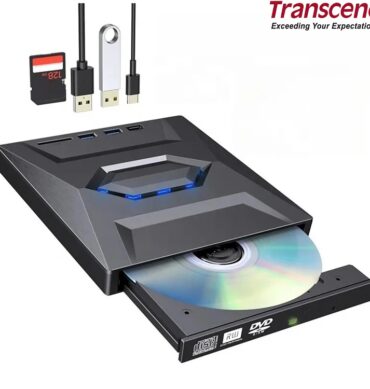 Transcend graveur Lecteur CD DVD Externe USB 3.0 et Type-C avec Lecteur de Carte SD/TF et de USB