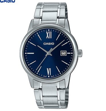 Casio Montre homme analogique acier inoxydable avec Date chifre romain-MTP-V002D-2B3
