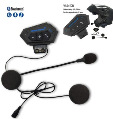 Wireless Casque Bluetooth sans fil moto- ecouteurs antibruit BT12 avec micro pour des appels clairs et un son immersif