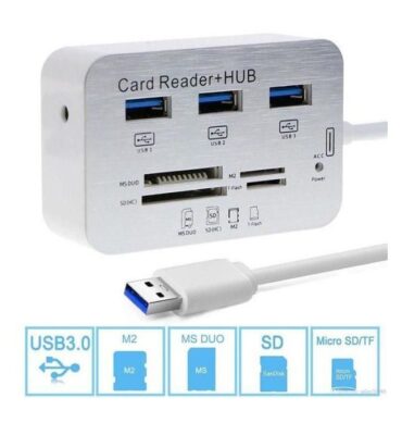 Hub USB 3.0/3.1 multifonction avec 3 ports et lecteur de carte SD/TF Card Reader All In One