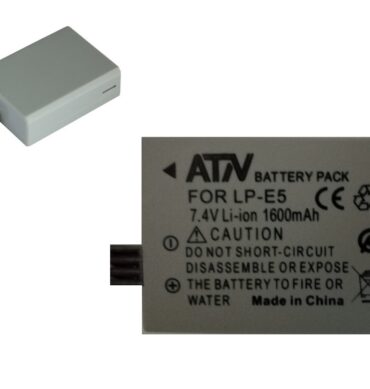 Atn Batterie remplacement LP-E5 pour appareils photo numériques Canon LP-E5, LC-E5E et EOS 450D, 500D, 1000D, Kiss F, Kiss X2, Kiss X3, Rebel XS, Rebel XSi et Rebel T1i
