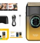 Kemei Rasoir electrique a grille pour homme double lame flottante pour estomper peau et barbe rechargeable KM-T389
