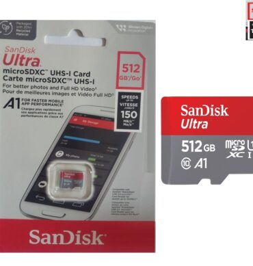 Sandisk Ultra Carte mémoire Ultra MicroSDXC UHS-I 512GB vitesse 150 Mo/s, C10, U1, Full HD, A1