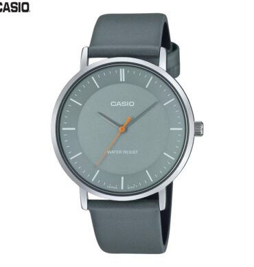 Casio Montre pour homme Bracelet en cuir Cadran Gris incurve etanche-mtp-vt04l-8edf