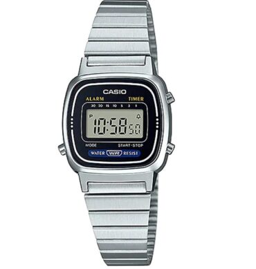 Casio Montre Femmes electronique classique Fil metallique Visage carré-LA670WA-1DF