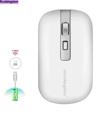 Microkingdom Souris Sans Fil Rechargeable Silencieuse Haute Résolution excellente pour Bureau Et Gaming-Blanc