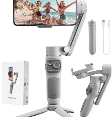 Zhiyun Stabilisateur Smooth Q3 avec LED Fill Light Grip Tripod Vlog pour Smartphones Axis Gimbal iPhone et Android-Grey