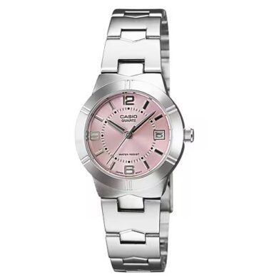 Casio montre femme élégante classique cadran rose avec Dateur petit diamètre -ltp-1241d-4a