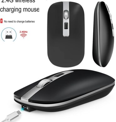 Microkingdom Souris Sans Fil Rechargeable Silencieuse Haute Résolution excellente pour Bureau Et Gaming-Noir