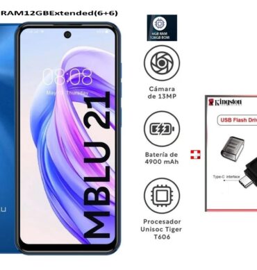 Meizu Telephone Smartphone Mblu 21 double SIM Stokage 128gb Ram 12GB(6 + 6) Extended 6,79"Ocean blue+cle kingston type C 32GB