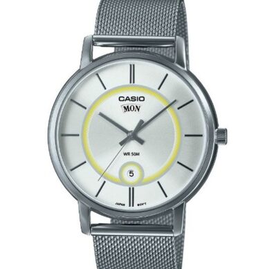 Casio Montre pour homme avec fil métallique maillé montre à 3 aiguilles avec jour date-mtp-b120m-7avdf