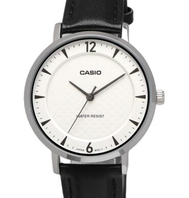 Casio Montre pour femme Bracelet en cuir Cadran blanc en maille etanche-ltp-vt04l-7a2df