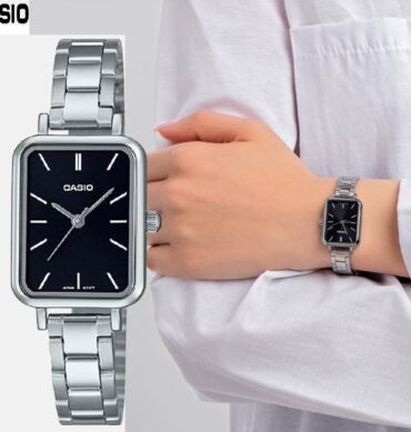 Montre femme avec bracelet en métal cadran noir 3 aiguilles étanche -LTP-V009D-1EUDF