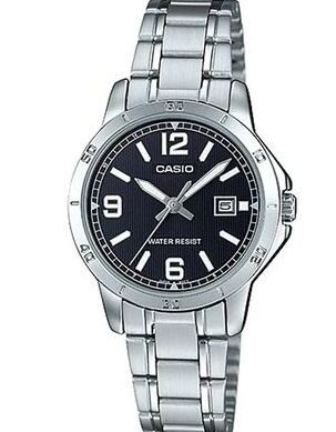 Casio Montre pour femme Bracelet en métal-Cadran noir-Résistant à l'eau-ltp-v004d-1b2udf