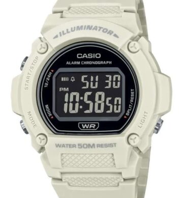 Casio Montre bracelet numérique homme femme avec bracelet en résine blanche et lunette noire-casio w-219hc-8bvdf