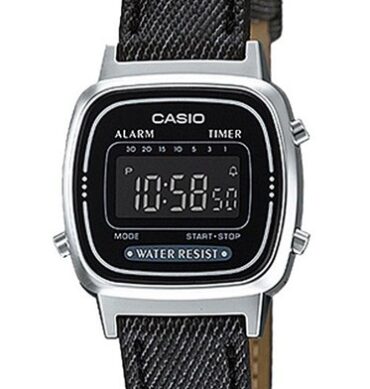 Casio Montre femme bracelet en cuir facon denim elegante numérique etanche- la670wl-1bdf