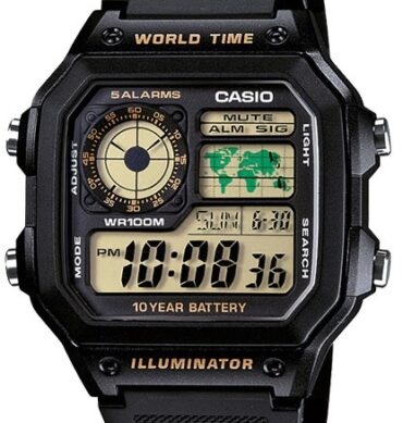 Casio Montre Homme Bracelet en resine numerique carré 5alarmes longue autonomie Etanche-ae-1200wh-1bvdf