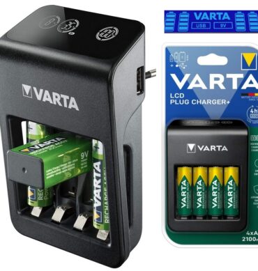 VARTA Chargeur secteur recharge 4H avec écran LCD pour accus AAA, AA, 9V avec sortie USB simultané +4 accus AA 2100mAh Nimh