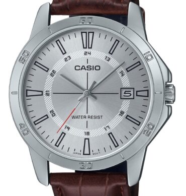 Casio Montre pour homme bracelet en cuir premium etanche cadran blanc Date-mtp-v004l-7cudf