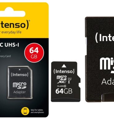 Intenso Carte memoire 64Go microSDXC Premium 64Gb Classe 10 UHS-I avec Adaptateur SD (jusqu'à 90 Mb/s)-Noir