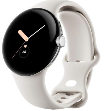 Montre google Pixel Watch fitbit (Wi-Fi uniquement )41mm Cadran en acier inoxydable argenté avec bracelet actif couleur craie