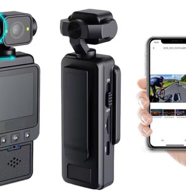 Camera multifonction portable HD 1080p avec connectivité Wi-Fi, stabilisation d'image, double éclairage d'appoint, objectif rotatif réglable, idéale pour le sport et le cyclisme - Noir