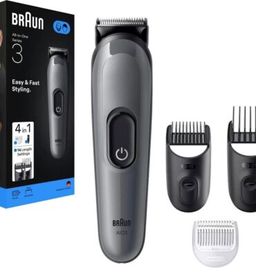 Braun Tondeuse a Barbe et cheveux rechargeable pour homme AIO3500 All-in-one Series3 4in1 14 réglages
