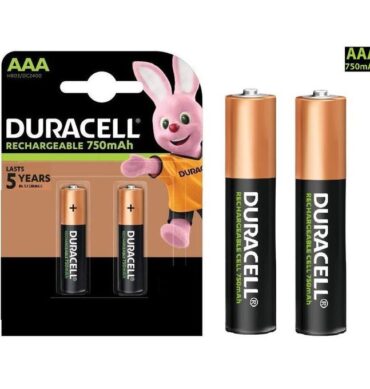 Duracell Lot de 2 Batterie Rechargeable pile préchargée AA (Ni-MH) x2 750mAh 5years