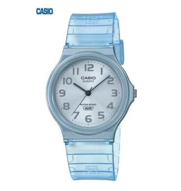 Casio Montre Homme femme Bracelet en resine transparent bleu 3aiguilless Étanche-mq-24s-2bdf