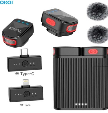 TOKQI Microphone sans fil Cravate double mini H01 a fixation cravate magnetique pour USB-C et Lightning