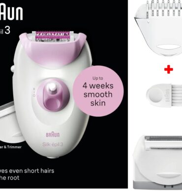 Braun Epilateur electrique Femme filaire Silk-epil 3 SE3-031 a usage sec avec sabot et tête et tête d'épilation standard