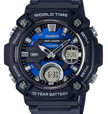 Casio Montre Analogique Numérique Cadran Bleu pour Homme-AEQ-120W-2AVDF