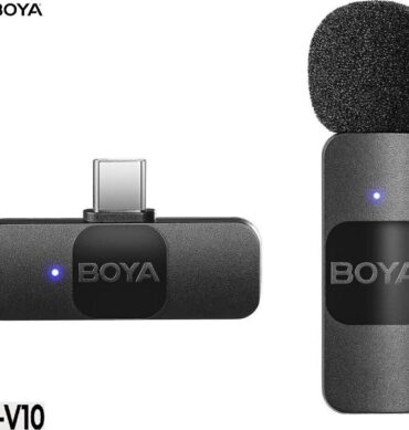Boya Nouveau Microphone cravate sans fil externe by-V10 Type C à clipser pour enregistrement vidéo Streaming en direct sur YouTube