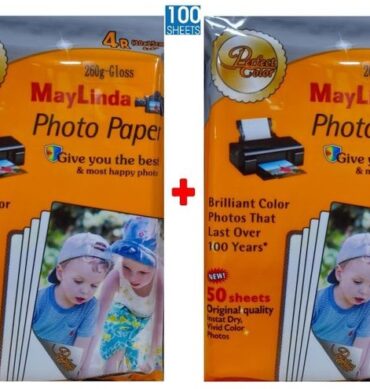 Papier photo MayLinda brillant ultra premium 260 GSM 4R (10 x 15 cm) (4 x 6")- 100 feuilles