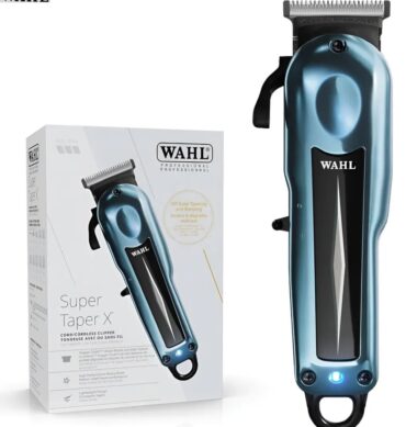 Wahl Tondeuse sans fil professionnelle Super Taper X lame à dents décalées puissant moteur rotatif 6500 tr/min, autonomie de 100 minutes avec 10 peignes