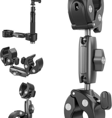 Telesin Support a double rotule 360°, fixation pour guidon de vélo/moto, compatible avec Djii Action 6/5/4/3, GoPro Mission 1 PRO, Hero 13/12, Insta360 Luna Ultra 360 X5 et Xtra Muse