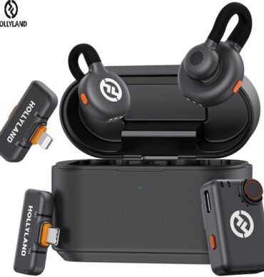 Hollyland microphone lavalier cravate lark m2s sans Fil pour Caméra, iPhone, Android, 300 m Portée, Clip en Titane, ENC, 30H Durée, Micro Lavalier pour Livestreaming Vlog (2TX+3RX)