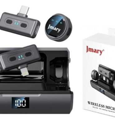 Jmary Microphone cravate sans fil double mw-19 pour iphone et android avec Boîtier de Charge
