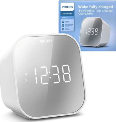 Philips Radio reveil Fm Numérique Avec Double Alarme Écran miroir Grand Chifres-R4406